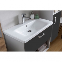 Set mobilier suspendat si lavoar Kolpasan, Evelin, 80 cm, gri antracit